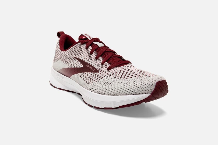 Brooks Running Shoes Womens White/Burgundy - Revel 4 Road - 2983-VXNUA